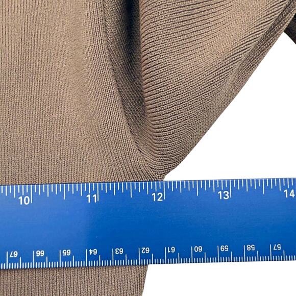 Zara Mink Brown Bandage Knit Asymmetrical Bodycon Midi Dress One Shoulder SMALL - Picture 7 of 8